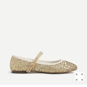 NWT J. Crew Girls’ Glitter Ballet Flats in Gold